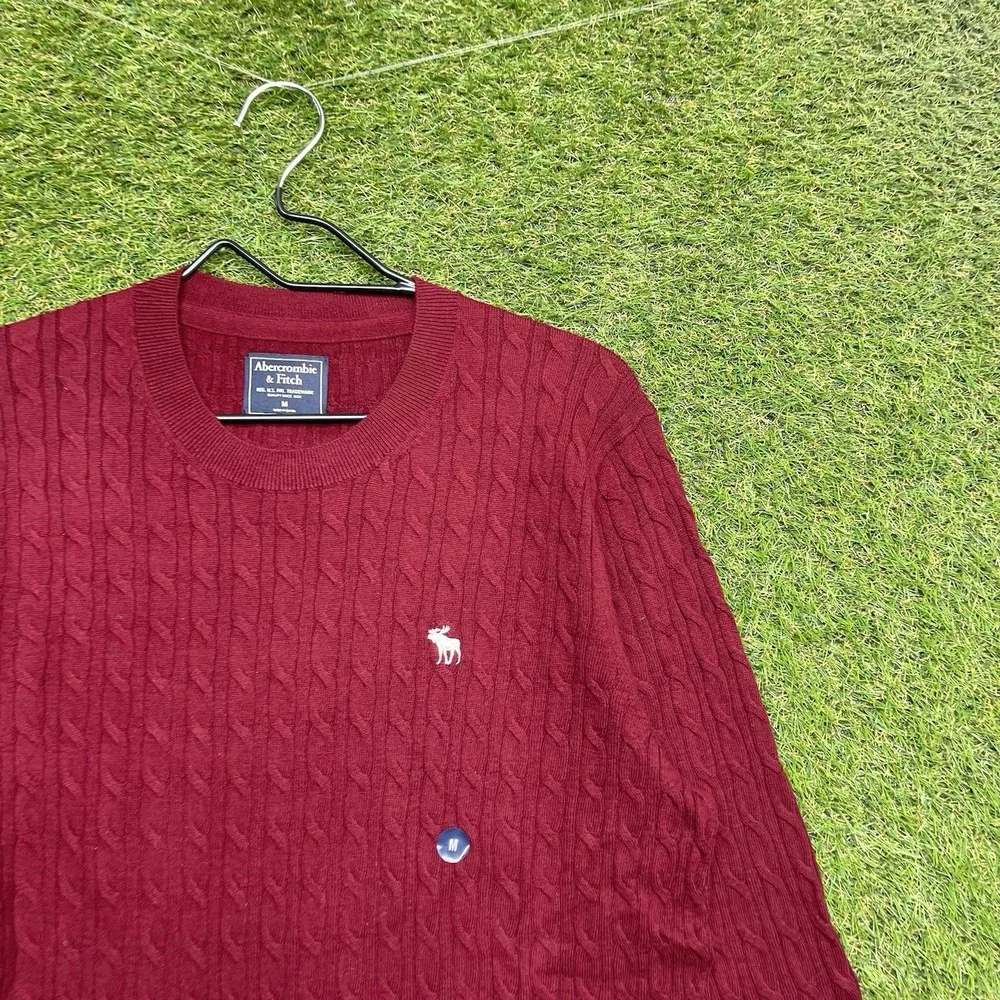 Abercrombie & Fitch Merino Wool Sweater Mens Medium Cable Knit Dress Preppy